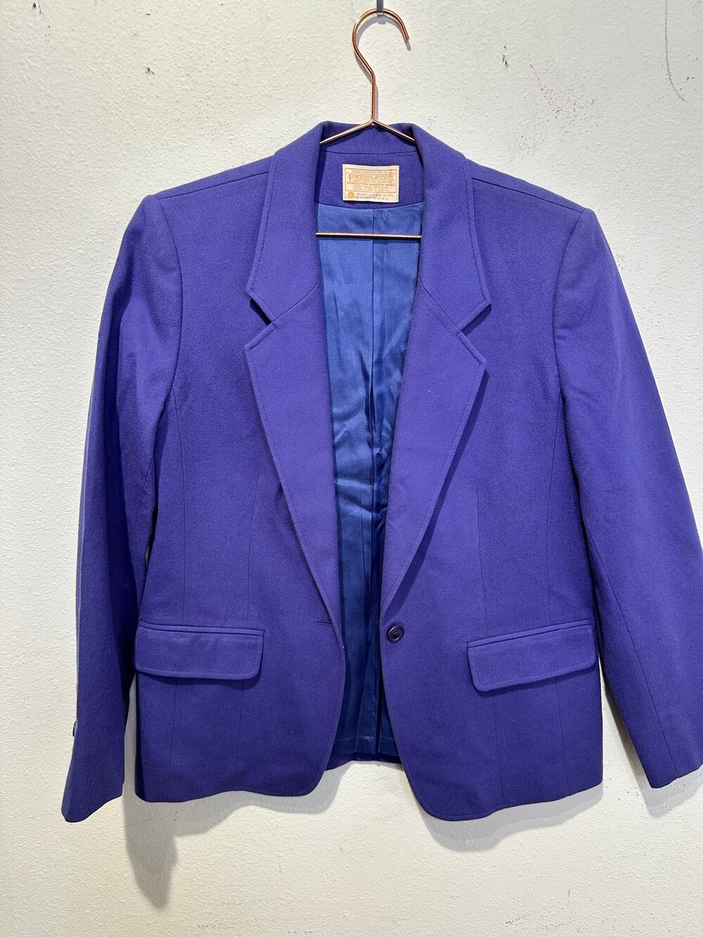 VINTAGE PENDLETON Women's Purple Virgin Wool Button Front Blazer Jacket Size 12